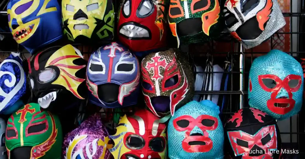 Colorful Lucha Libre wrestling masks for sale.