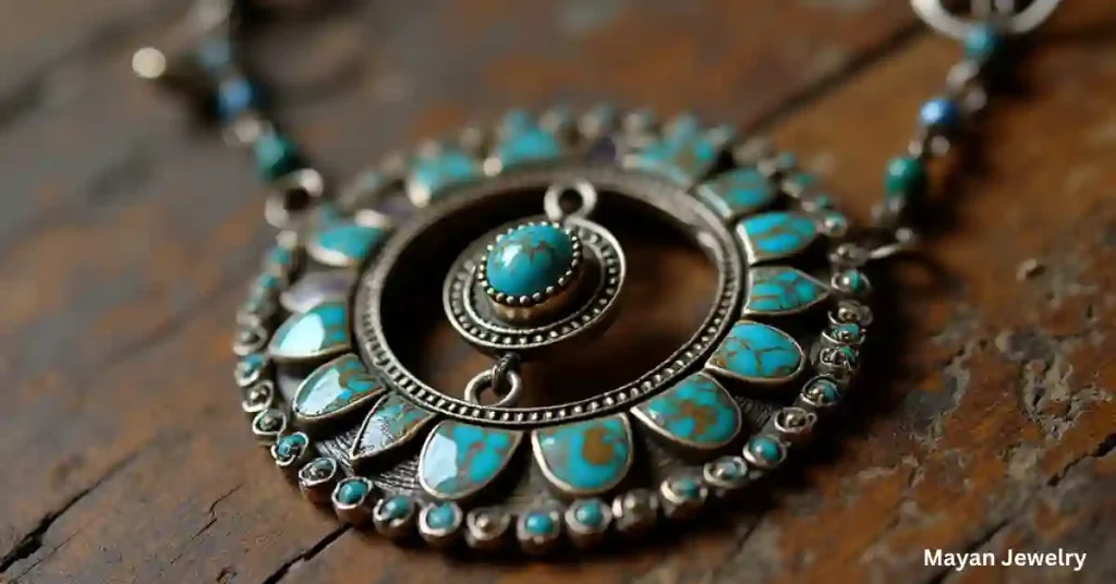 Handmade Mayan silver jewelry with intricate designs.