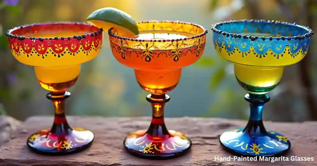 Hand-painted margarita glasses from Cancun.